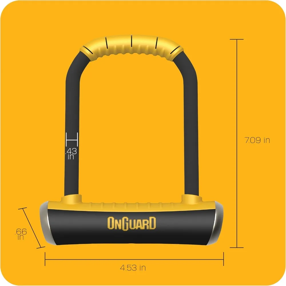 قفل دراجة فولاذي عالي القوة مع نظام قفل رباعي - 265 مم × 195 مم، تكبل فولاذي صلب 16.8 مم، مطلي بالمطاط