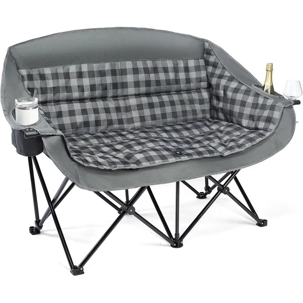 Doule Camping Chairs Padded Loveat Chair or 2 Person - Heavy Duty Oversized Camping Couch or Adults Outdoor Lawn each Portale ol