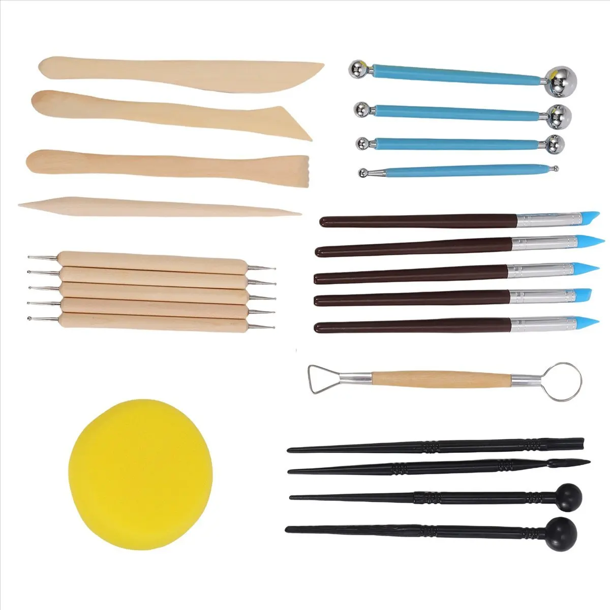 【Tools & Parts】 24Pcs Modeling Clay Sculpting Tools Set,Polymer Modeling Clay Sculpting Tools Rock Painting Kit for Sculpture Po