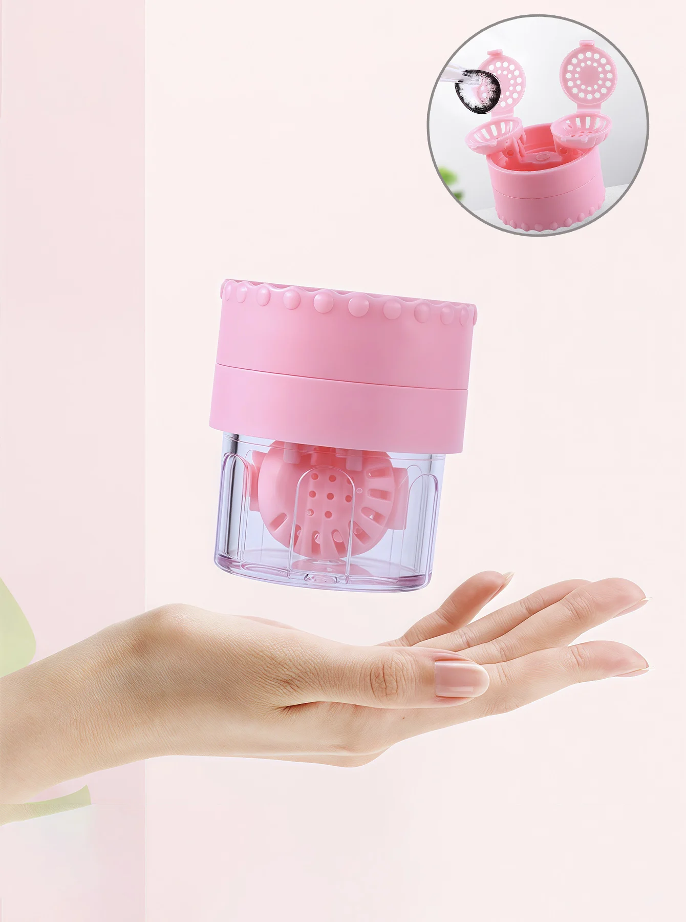 

Small portable manual rotary contact lens cleaner, contact cleaning box, container soaking tool (4 colors available)