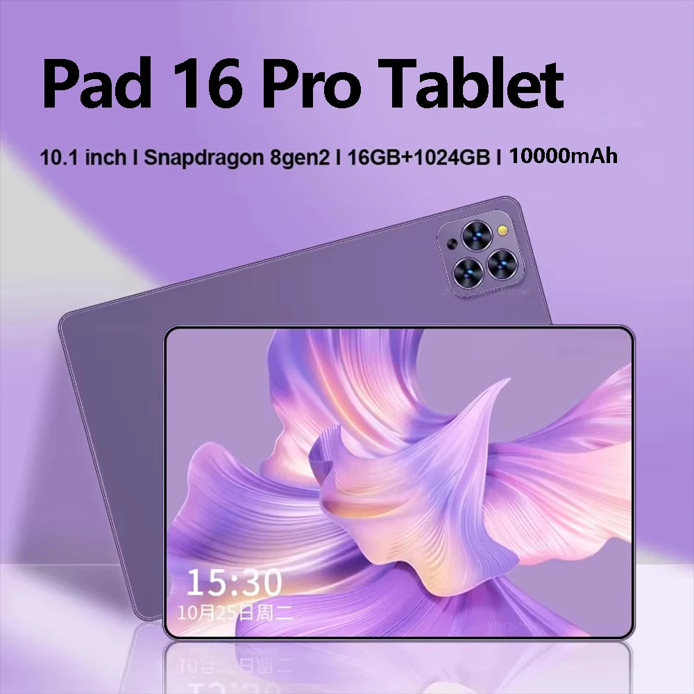 

2025 New Pad 16 Pro Tablet Original Snapdragon 10.1inch HD Screen Global 10000mAh 5G Dual Card WiFi Tablet