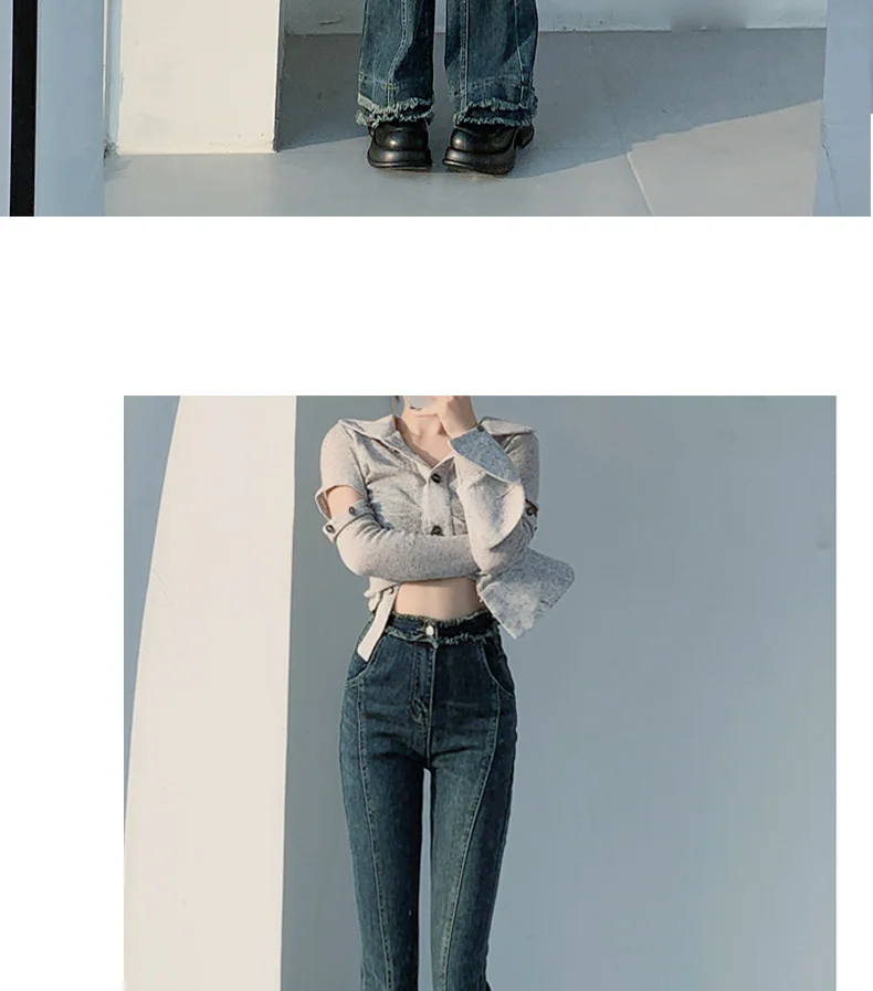 

Джинсы, прямые женские брюки, женские широкие джинсы, потертые, разрушенные, рваные, с потертым подолом, женские джинсовые модные гранж-шранж