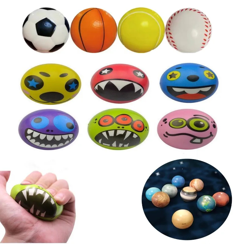 

9/12Pcs Solid Sponge Soft Ball PU foam Ball Parent child outdoor sports toys Children and Adults Decompression Release Ball