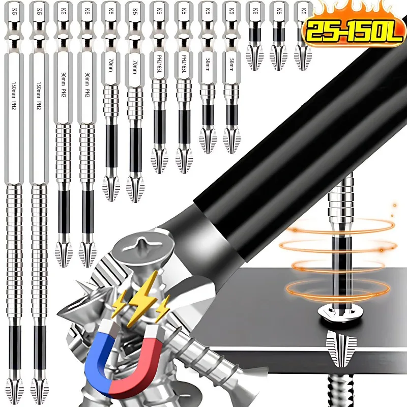 

K5 Cross Screwdriver Head Bit Strong Magnetic Black Cross Head Non-slip High Hardness Electric Screwdriver Impact Resistant Bits