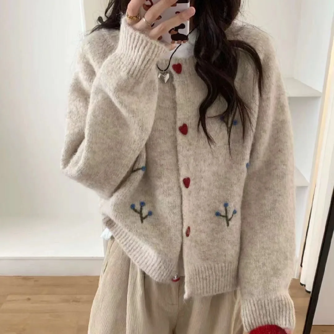 Frauen Elegante Casual Trendy Lose Breasted Langarm Einfache Gestrickte Pullover Strickjacken Herbst Winter Weibliche Kleidung Mäntel