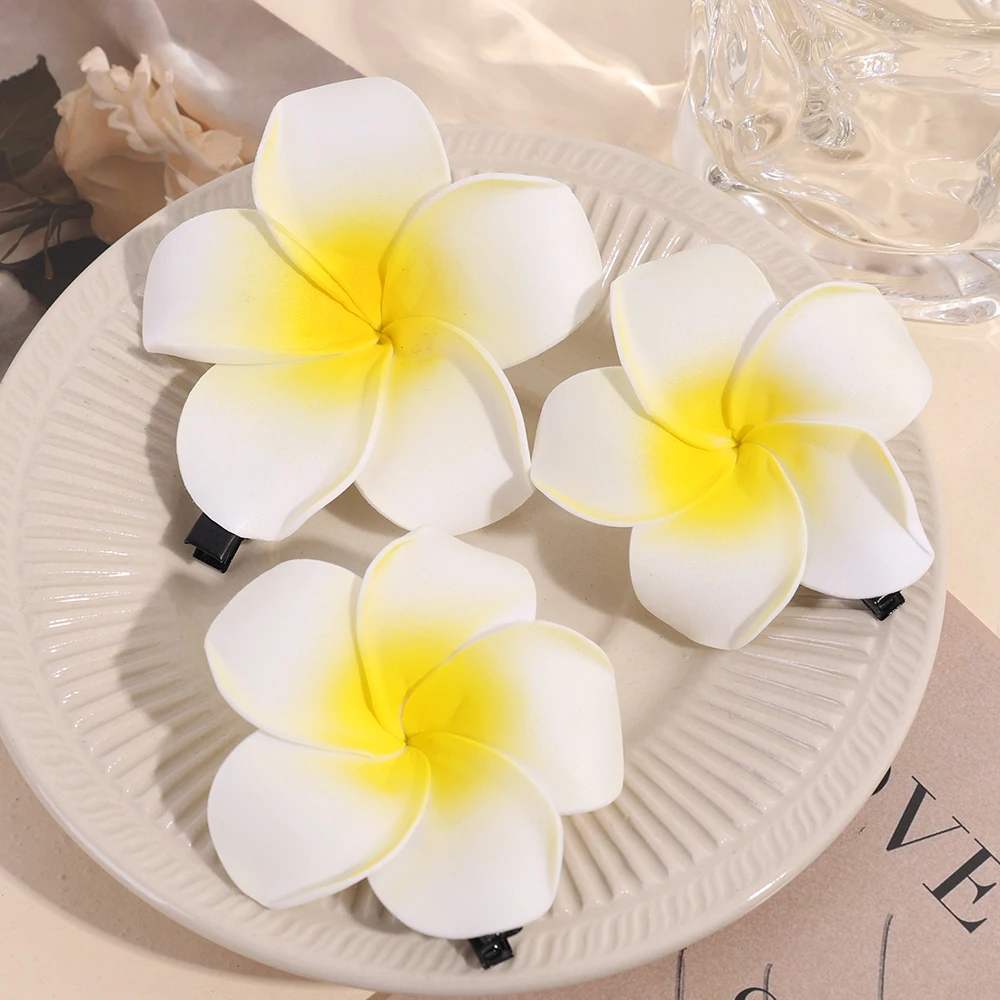 Plumeria Flower Hair Clips for Women Hairpins Side Bangs Clips Flower Barrette Hawaiian Wedding Party Hat Accessories Decoration
