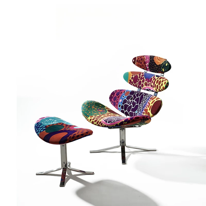 Graffiti painted recliner creative leisure sofa chair, matching pedals