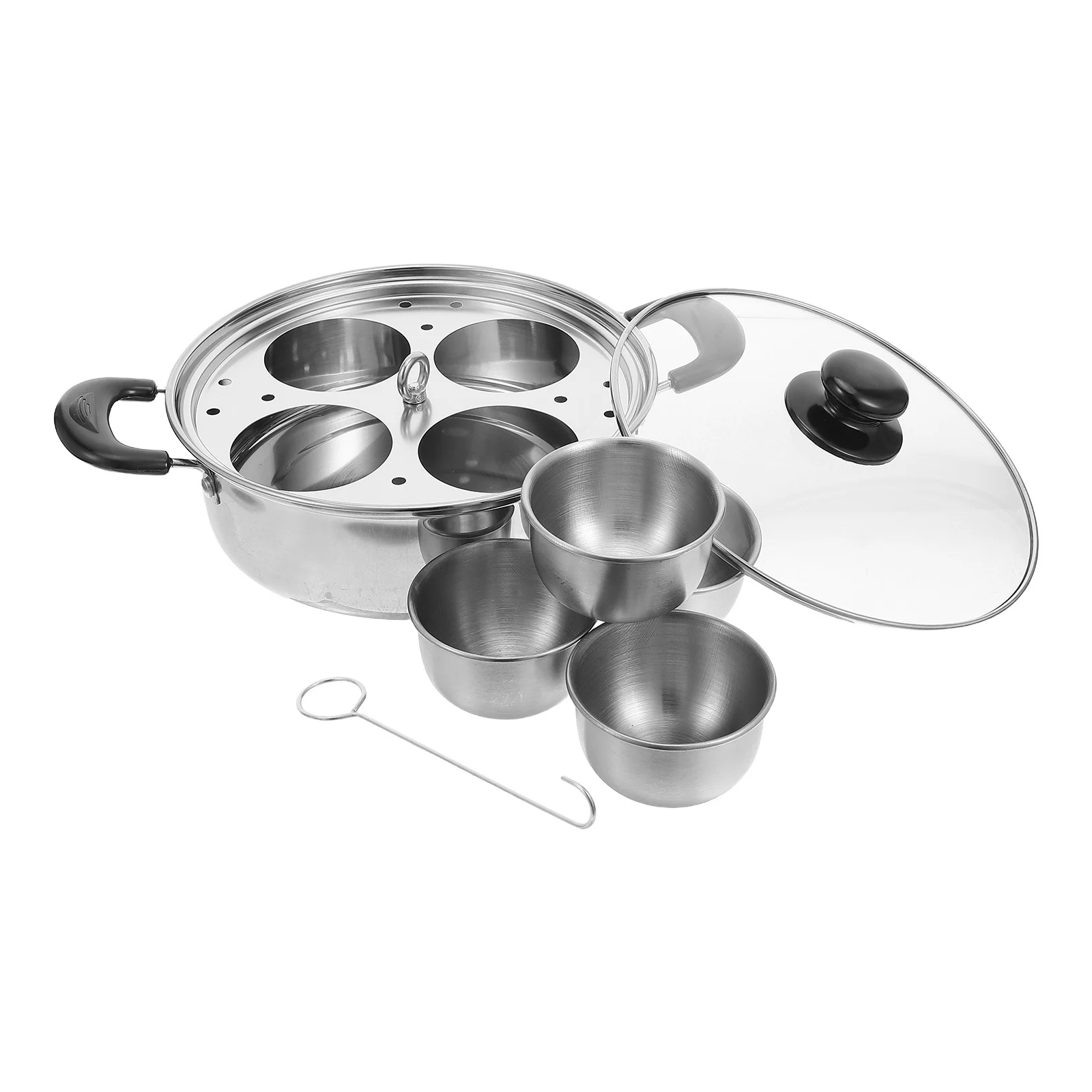 

Stainless Steel Egg Steamer Pot 4 Cup Capacity Rustproof Non-Stick Compact Breakfast Cooker For Eggs Vegetables Small