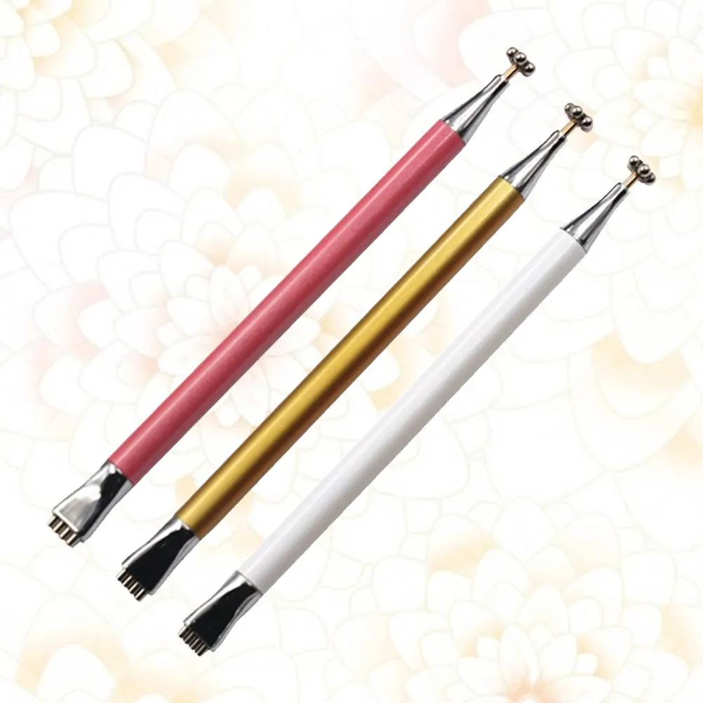 3Pcs Magnetic Nail Art Sticks Cat Eye Stick Double Head Flower Design Easy Use for 3D Cat Eye Gel Polish Long-Lasting Nails