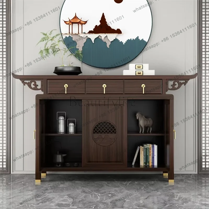 FG  New Chinese style solid wood hall table, Buddhist niche, living room, storage cabinet, home foyer, and viewing table
