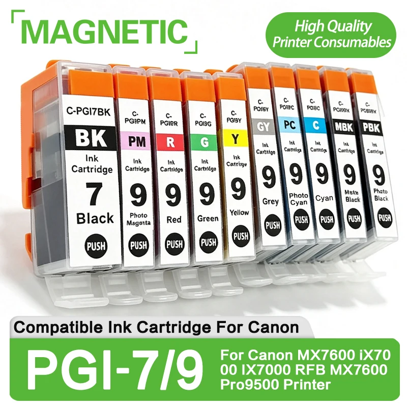 PGI-7 PGI-9 Premium Color Compatible Ink Cartridge With Chip For Canon PIXMA MX7600 iX7000 IX7000 RFB MX7600 Pro9500 Printer