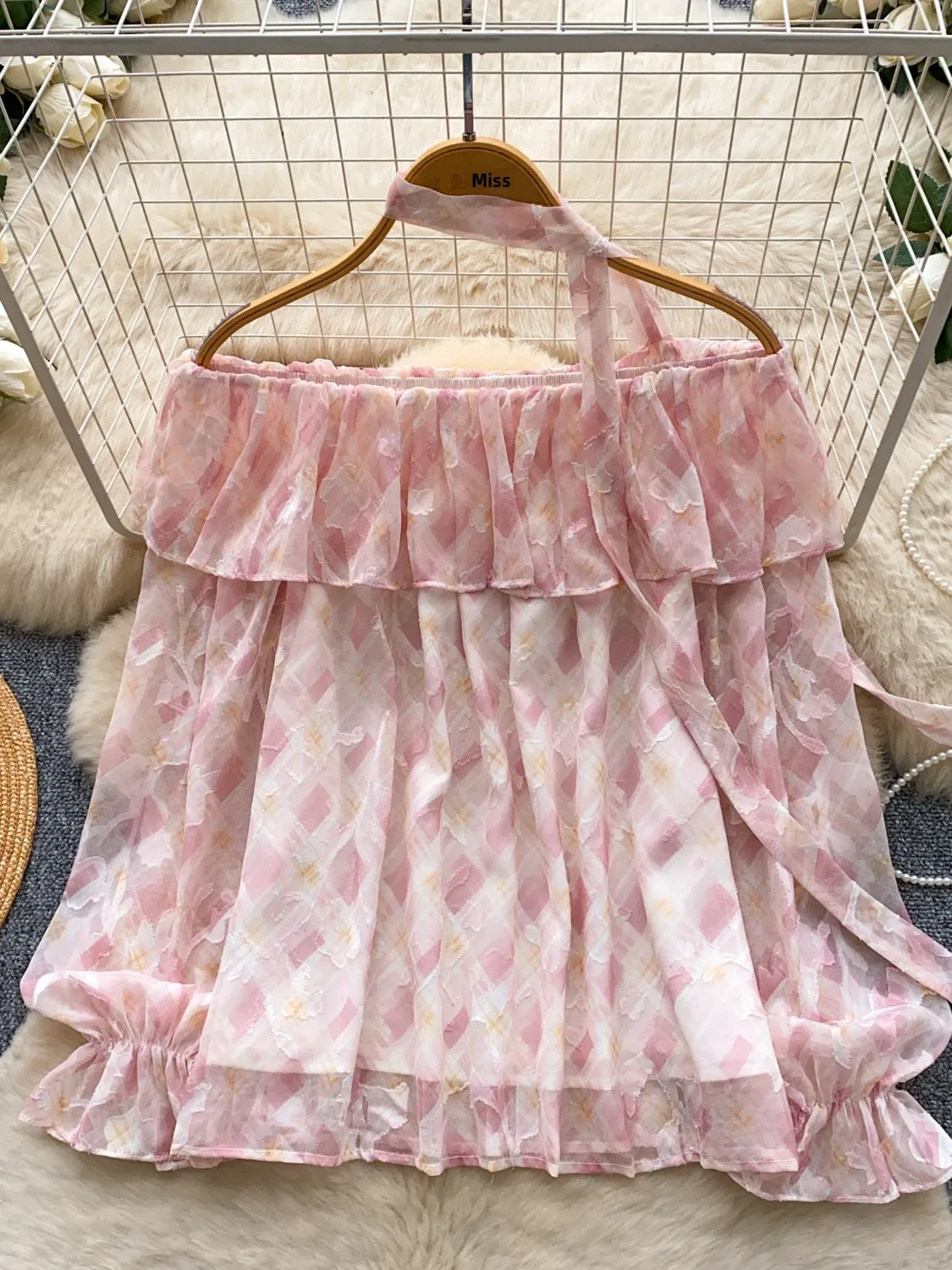 

Дышащая женская блузка из марли на одно плечо, приятная к коже, в корейском стиле, с длинным рукавом, для весеннего повседневного образа