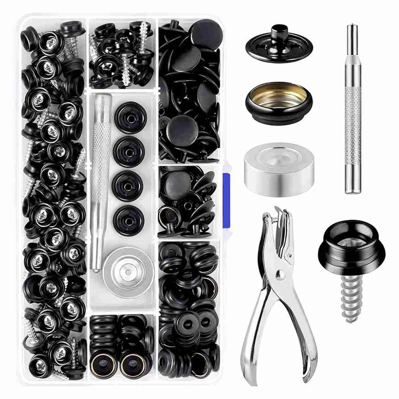 Canvas Snap Kit 2 Pcs Setting Tool,Marine Grade Stainless Steel 3/8In Socket Canvas Snap Button Fastener Kit, For Boat