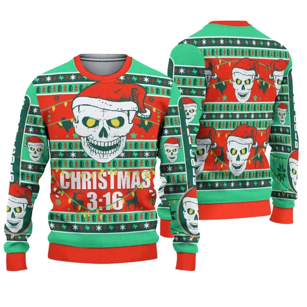 

Stone Cold Steve Austin 3:16 Ugly Sweater Funny Xmas Pullover Holiday Party Wear Warm Cozy Family Christmas Sweater Gift for Men