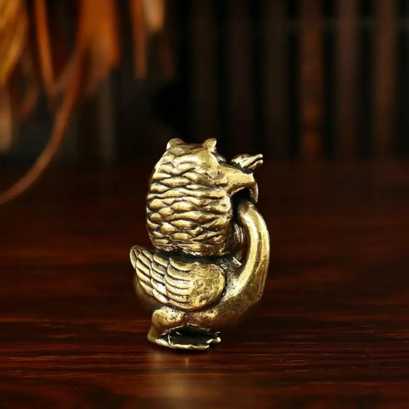 Copper Mini Toad Frogs Riding Swan Sculpture Ornaments Home Office Desktop Decoration Accessories Gifts