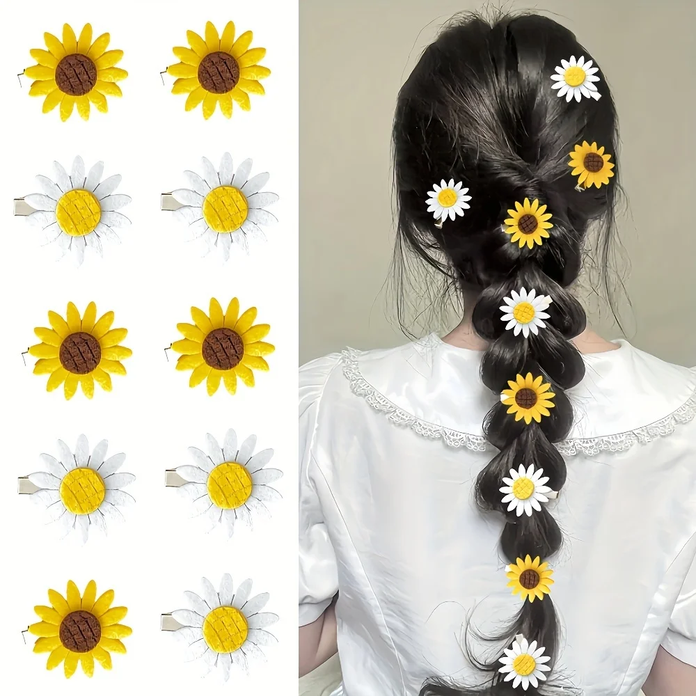 

10 Pieces of Multi-Color Daisy Hairpins, Mini Flower Hairpins for Parties, Gifts for Girls