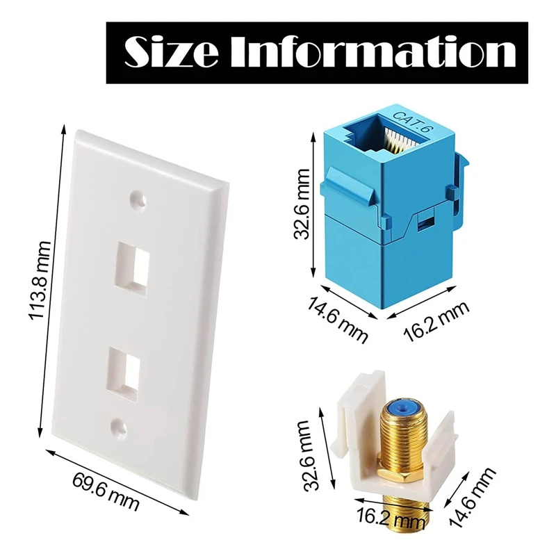 6 Pieces Ethernet Coax Wall Plates Cat6 Coax Wall Plate Ethernet Wall Outlet With Ethernet Port For Satellite And TV