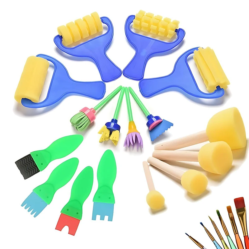 Sponge Graffiti Drawing Brush Mutiple Shape Painting Roller Brush Reusable DIY Drawing Rubbing Party Handcraft Artclass Prop ZYF