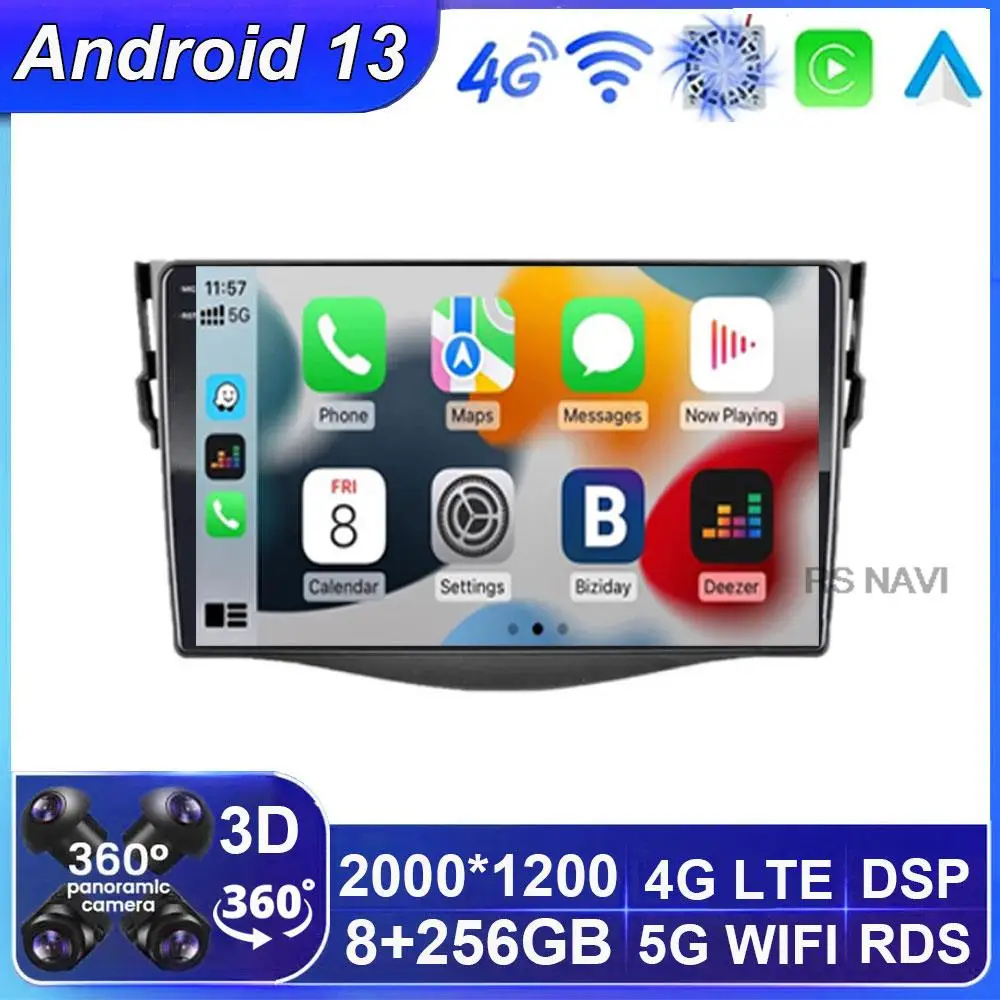 

9" 4G Carplay 2din Android 13 Car Radio Multimidia Video Player Navigation GPS For Toyota RAV4 Rav 4 2005 - 2013 Head Unit DVD