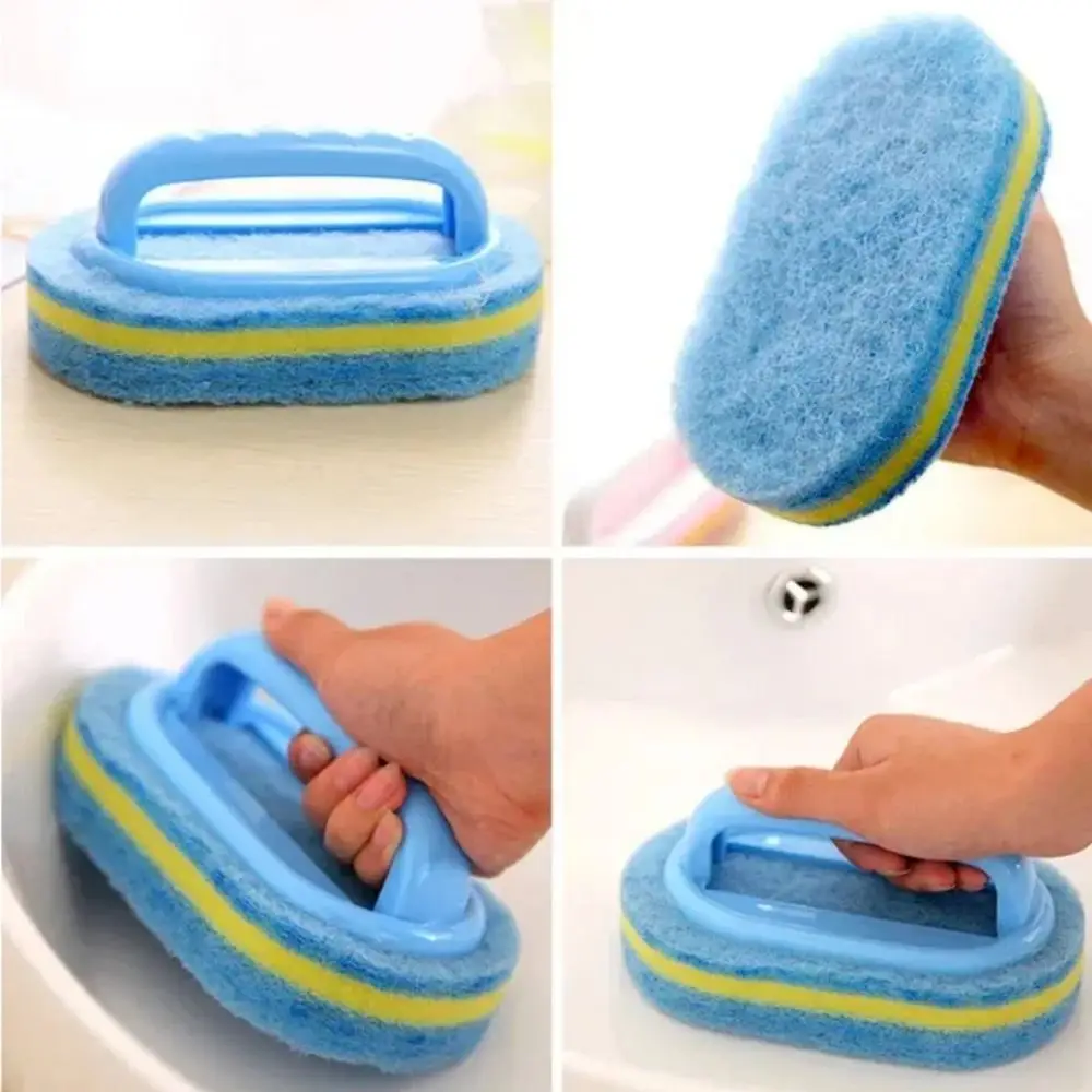 Cleaning Brush with Handle Kitchen Sponge Wipe Thickening Bathroom Tile Cleaning Sponge Household Stain Removal Clean Tools