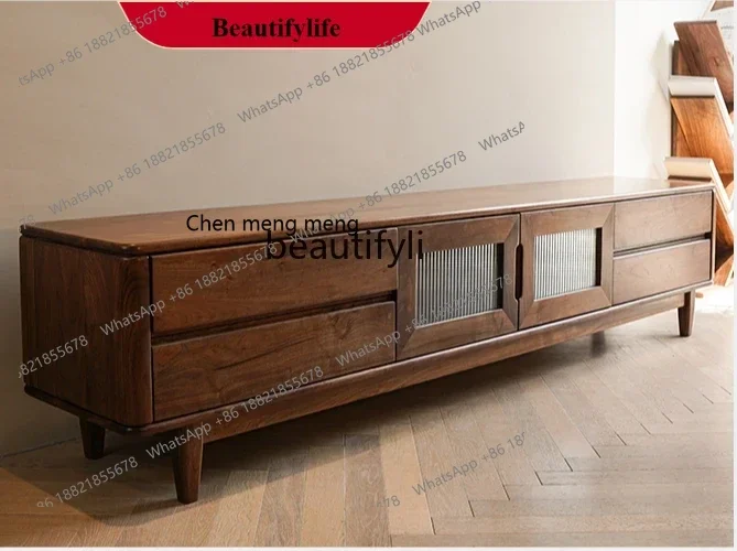 

G153 North American black walnut TV cabinet, medieval all-solid wood living room storage TV cabinet