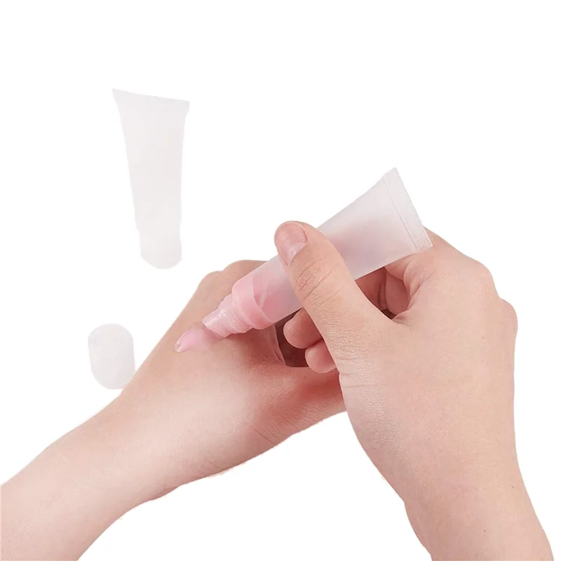 UNCL 300 tubi per lucidalabbra con bottiglia di distribuzione da 10 ml, contenitori vuoti per lozioni trasparenti per cosmetici fai da te, bocca obliqua