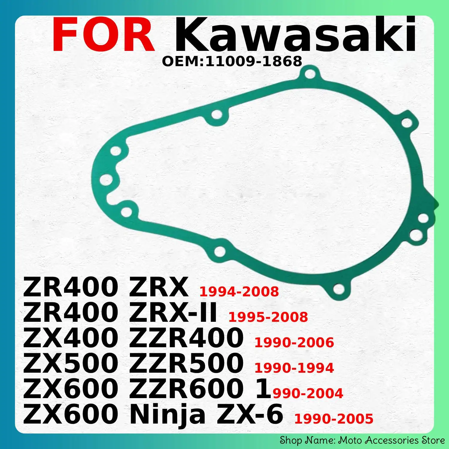 Moto Generator Cover Gasket For Kawasaki ZR400 ZRX ZRX-II ZX400 ZZR400 ZX500 ZZR500 ZX600 ZZR600 Ninja ZX-6 OEM:11009-1868