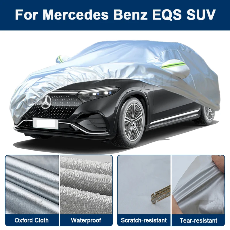 

Всепогодный чехол для автомобиля Mercedes-Benz EQS SUV с отражающими полосами, водонепроницаемый, снегозащитный, пылезащитный, с защитой от УФ-излучения, автоаксессуары