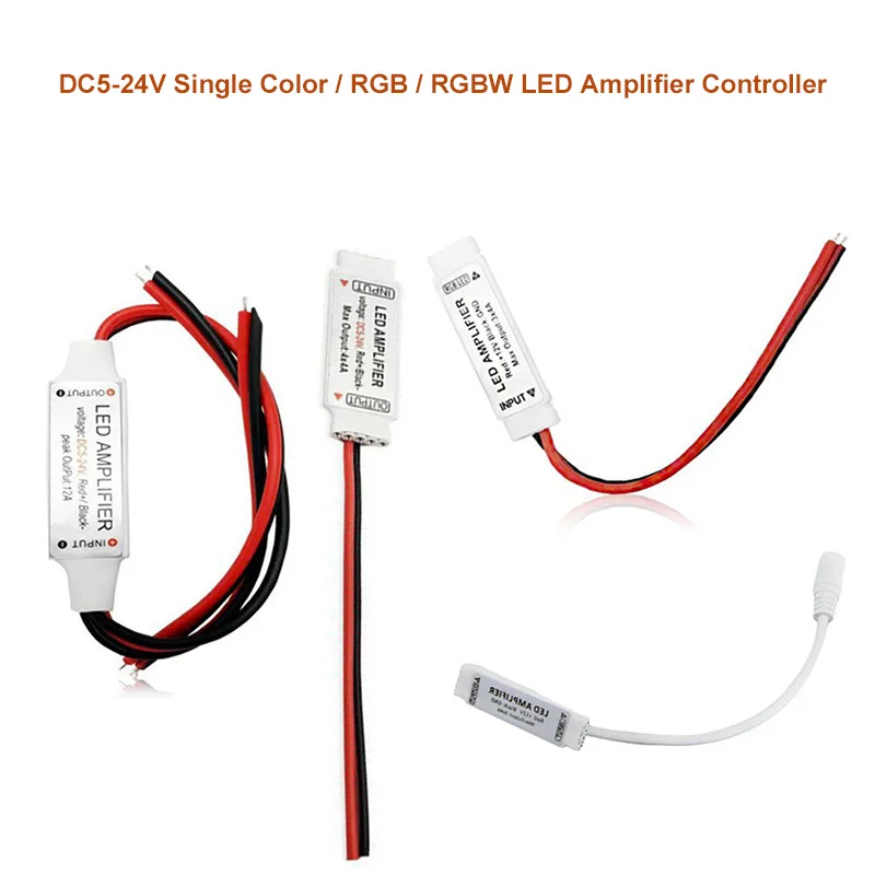 1Pcs Single Color / RGB / RGBW LED Amplifier DC 5V 12V 24V 12A 16A Power Repeater Console Controller for SMD 3528 5050 LED Strip