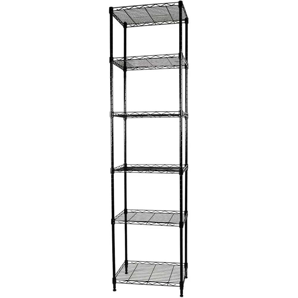 6 Tier Wire Shelving Unit Adjustable Metal Storage Rack Laundry Bathroom Kitchen Pantry Closet Organization Heavy Duty Durable