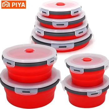 Silicone Folding Lunch Box with Lid – Portable & Foldable 1