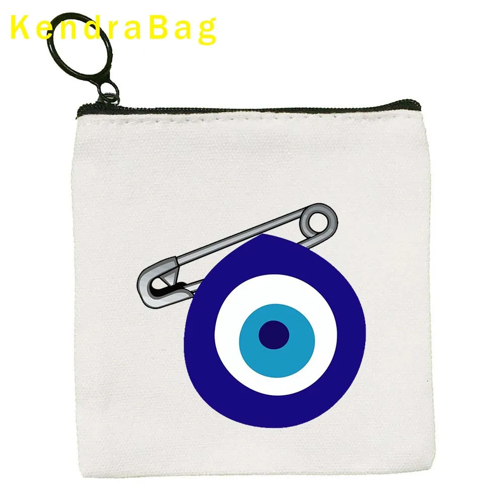 Turkish Mati Blue Evil Eye Protection Mandala Flower Masallah Nazar Canvas Coin Purse Key Case Storage Bags Wallet Zipper Pouch