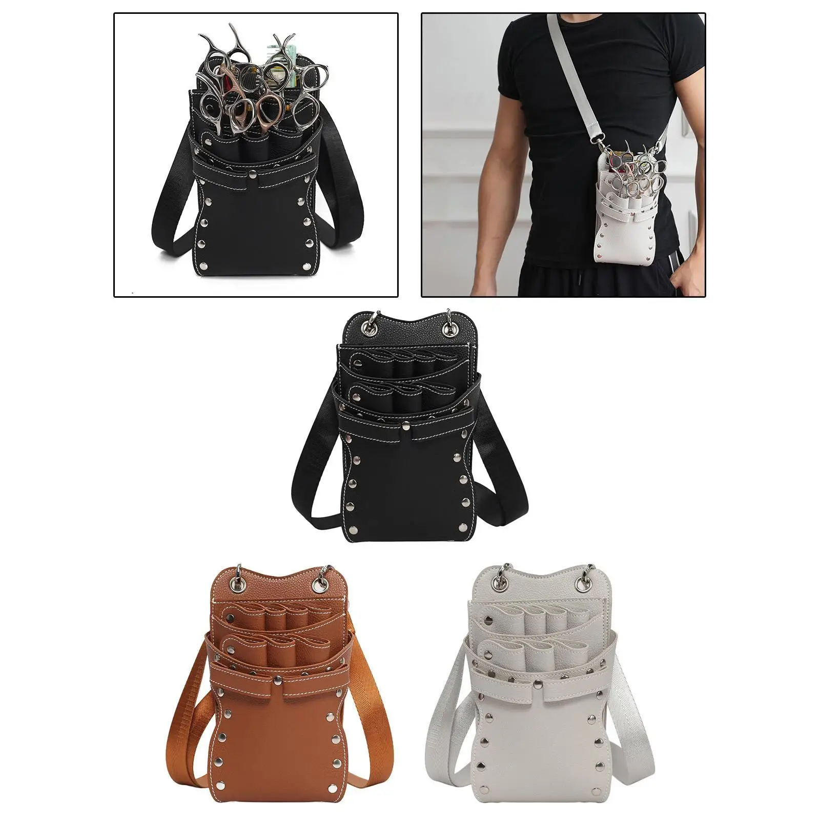 

Salon Hair Scissors Pouch PU Leather for Pet Groomer Hairdressers Salon