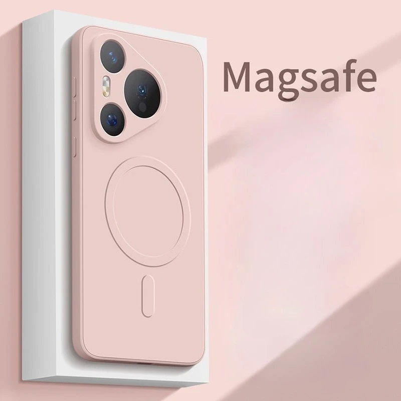 حافظة هاتف من السيليكون السائل رفيعة للغاية لهاتف هواوي بورا 80 برو + غطاء شحن لاسلكي Ultra Magsafe لهاتف Pura80 80Pro 80Ultra