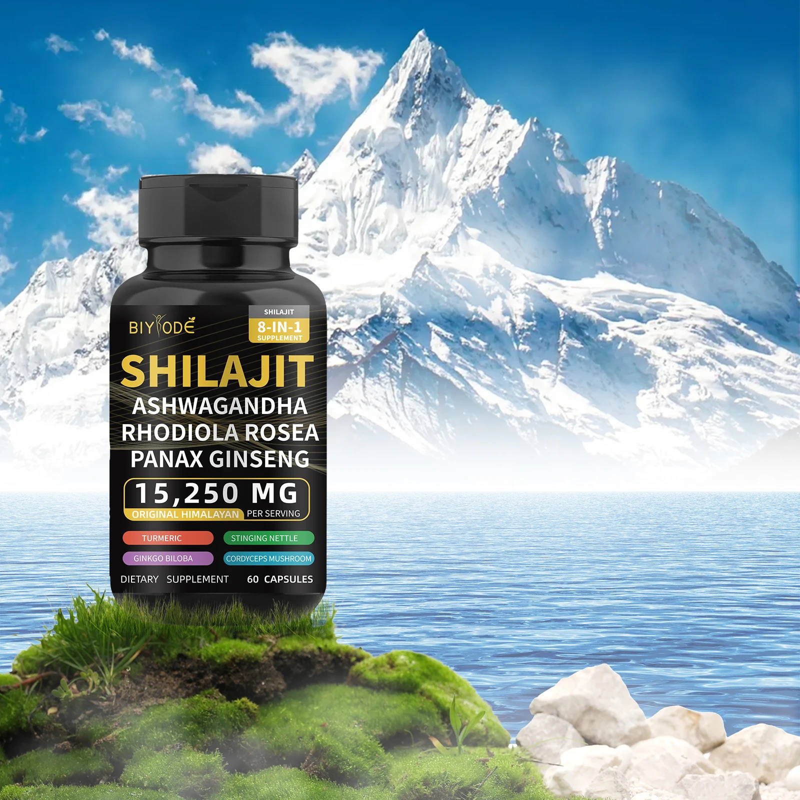 

【BIYODE】Американская капсула Shilajit для кровообращения, ухода за мозгами и сердечками, регулирование липидов, антиоксидантные свойства