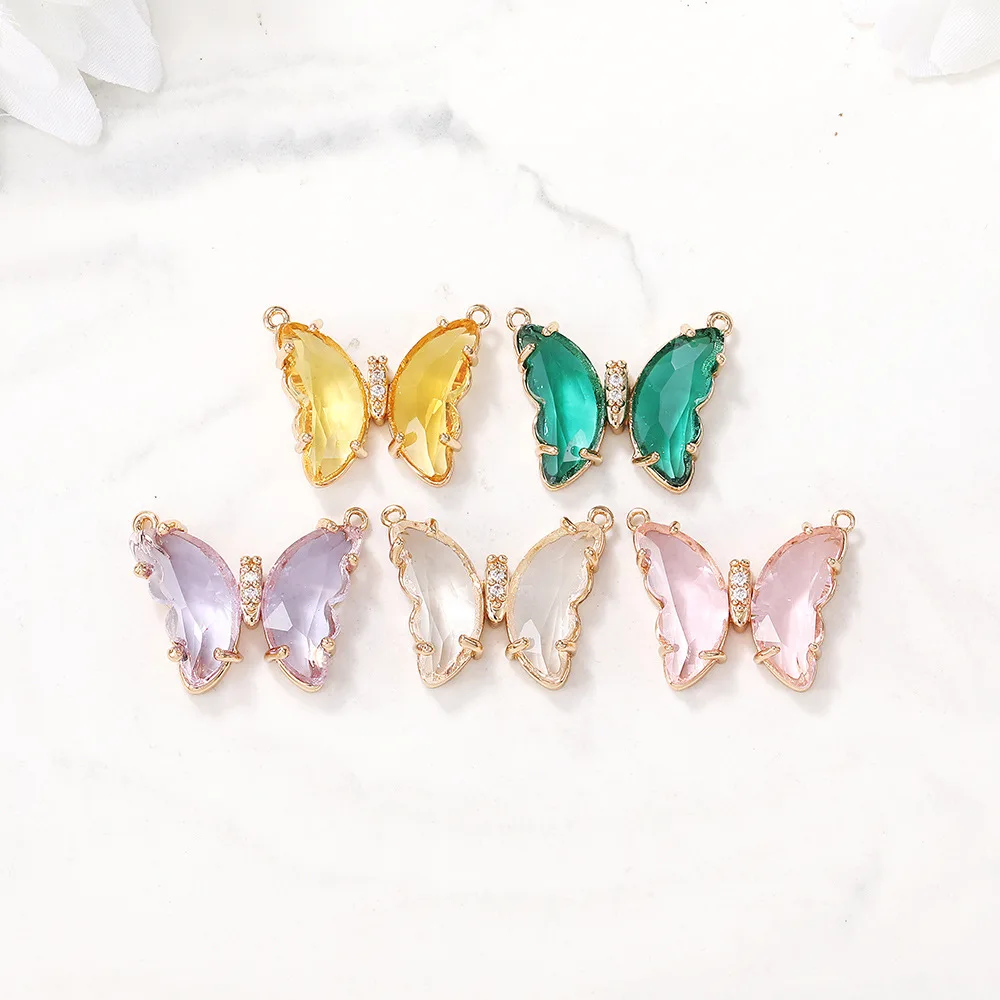 

2PCS Colored Crystal Glass Butterfly Charms Pendants Diy Jewelry Making Necklace Earrings Handcrafted Accessories for Women