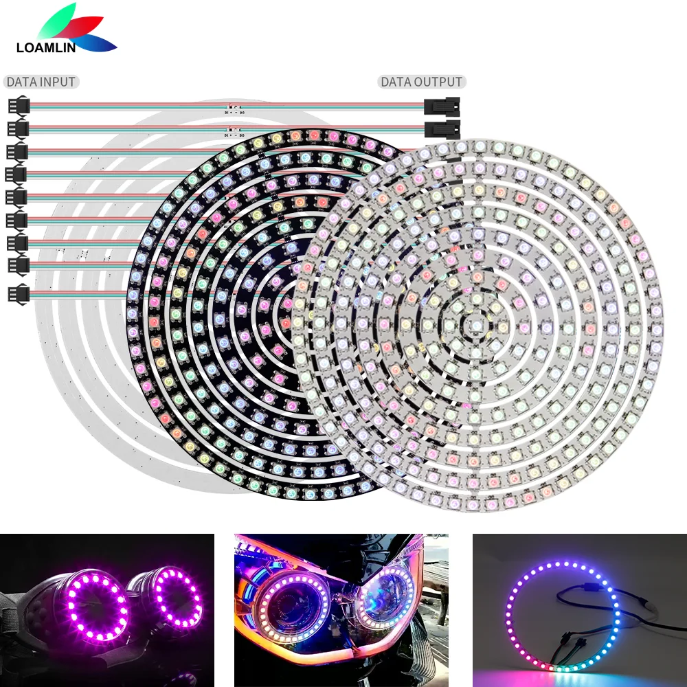 WS2812 leds Ring WS2812B Built-in IC RGB Full Color Round Individually Addressable Led Circle 8/12/16/24/32/40/48/60/241LedsDC5V