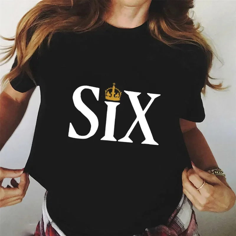 Six The Musical T Shirt Letter Black Tshirt Kawaii Music T-shirt Graphic Tops Tees Female Unisex Graphic T Shirts Women