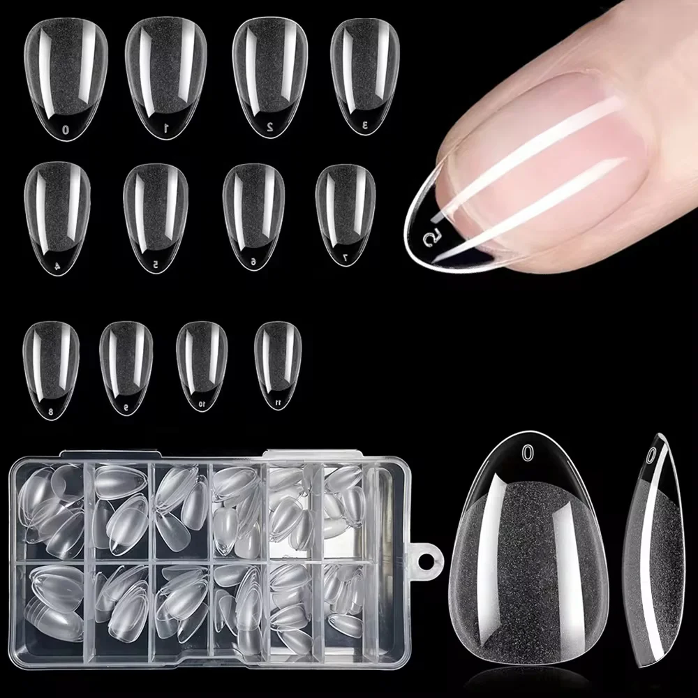 240PCS Almond Nail Tips Extra Short Full Cover Press On Fake Nails Extension No Curve Half Matte For Small Tiny Nail Bed