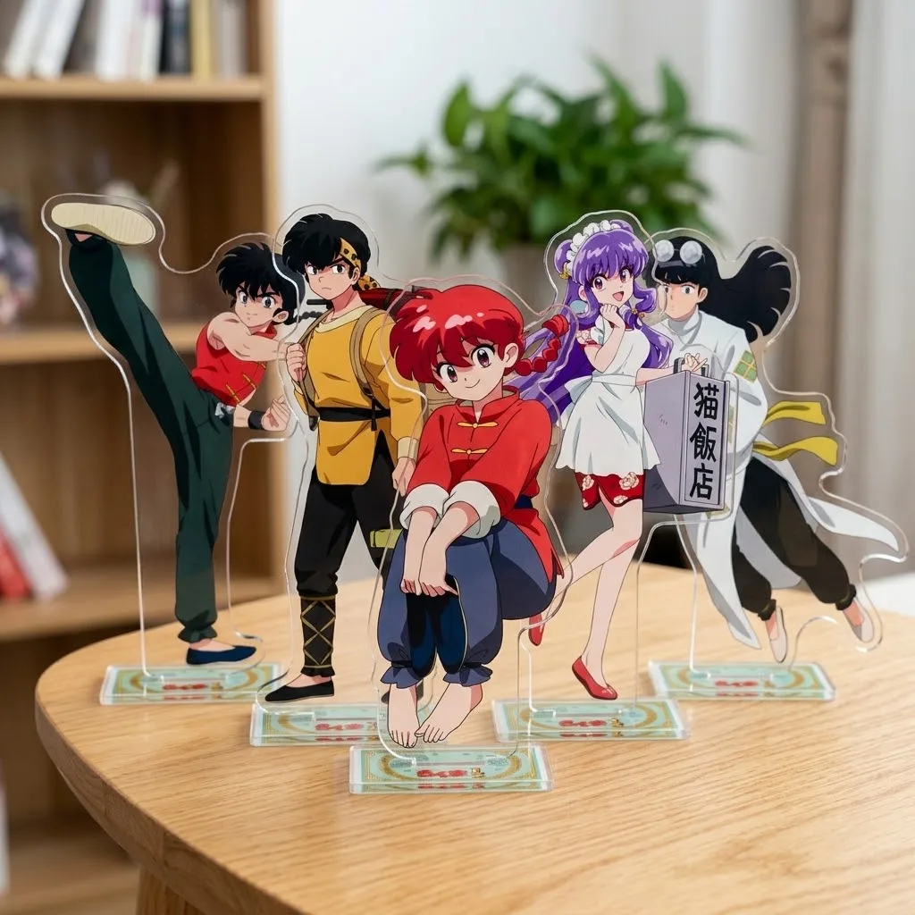Hot Anime Ranma ½ Acrylic Stand Figure Chibi Anime Standing Sign Model Plate Desk Decor Fans Gift Keychain