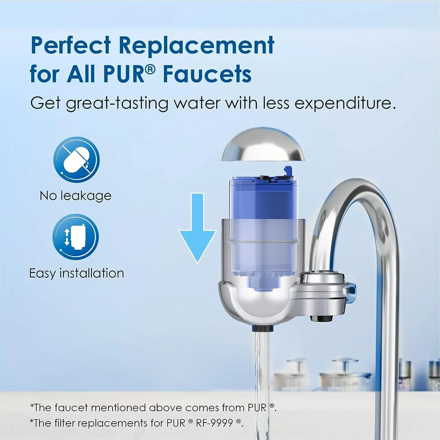 Waterdrop Filter Replacement for All PUR®, PUR®Plus Faucet Filtration Systems, Pur® RF-9999® Faucet Water Filter, NSF Certified