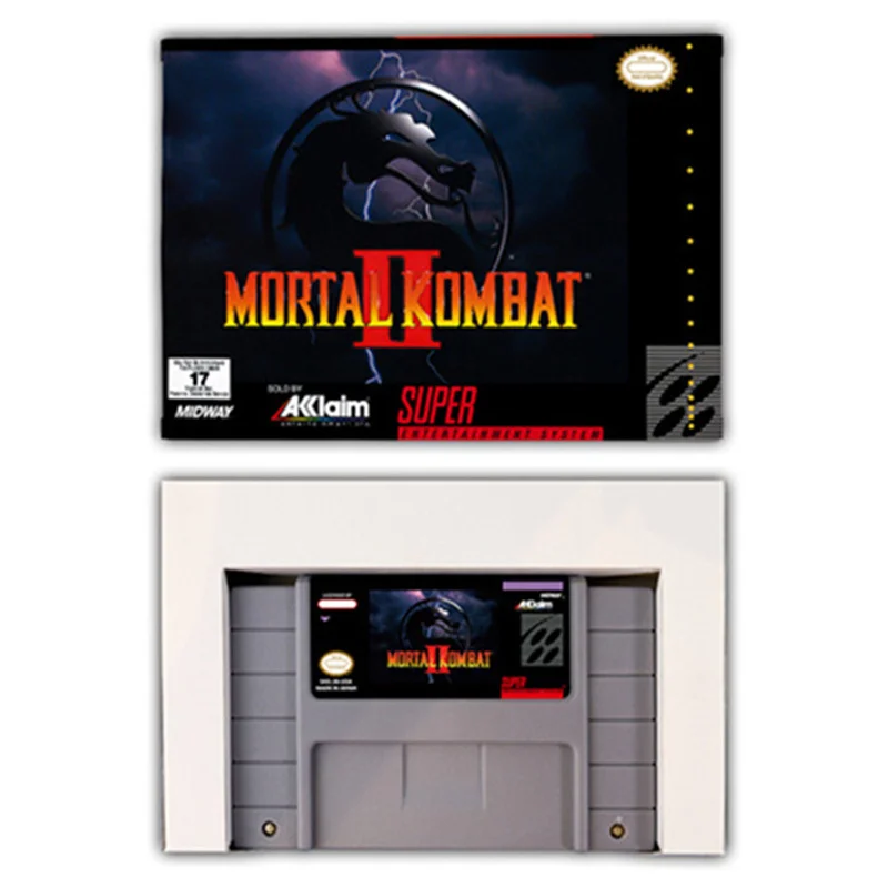 Mortal Kombat 2 II Action game Card for SNES EUR PAL USA NTSC 16bit Game Consoles with Retail Box Video Game Cartridge