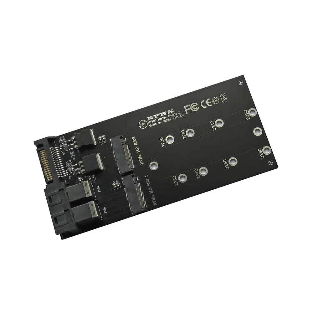 

NEW 2 Port SFF-8643 U.2 to NVMe M.2 NGFF SSD Convert Card Adapter SFF-8643 U.2 to Dual M-Key NVME M2 NGFF SSD Adapter Riser Card