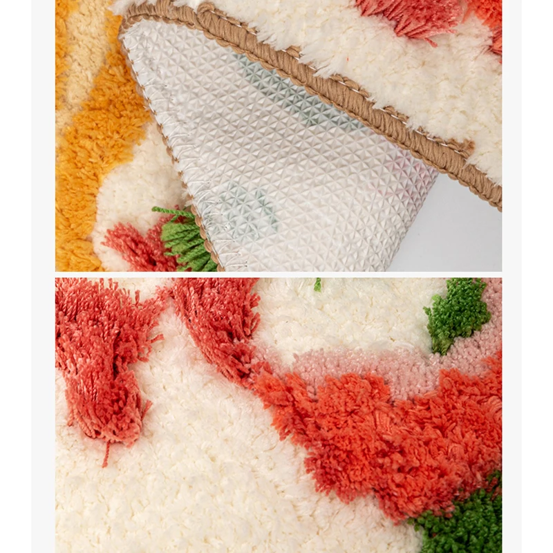 Tufting Pizza Bathmat Fluffy Carpet Bath Tub Side Mat Anti Slip Rug Floor Pad Bathroom Doormat Aesthetic Home Room Decor
