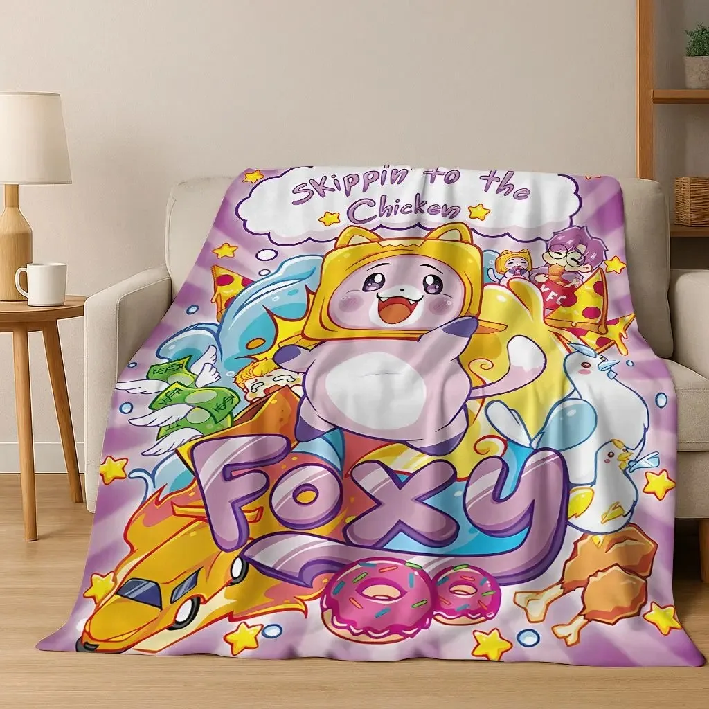 Cartoon Lankybox Cute Foxy Boxy Rocky Flanelldecke, gemütliche weiche Überwurfdecke für Zuhause, Schlafzimmer, Bett, Sofa, Picknick, als Geschenk für Kinder