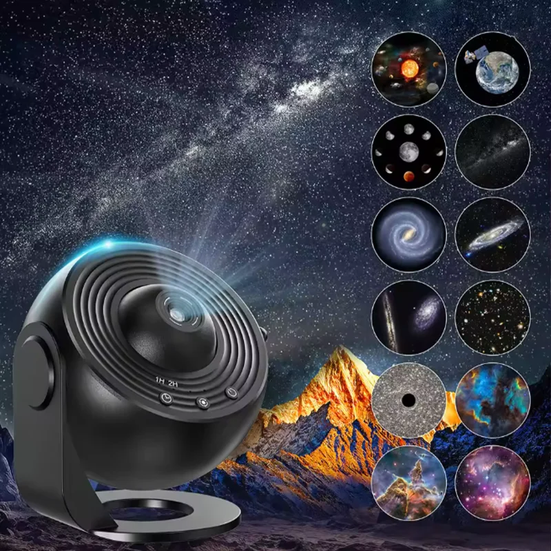 Proyector de Luz Nocturna con Diseño de Galaxia y Cielo Estrellado, 360°, Gran Venta ° Lámpara giratoria de planetario para dormitorio infantil, regalo del Día de San Valentín, decoración de boda