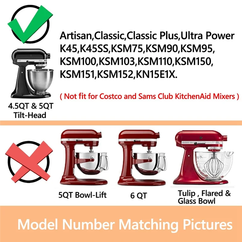 Para batidora Kitchenaid para Kitchenaid 4,5-5 cuartos. Batidoras con cabezal inclinable K45B/K5THCB/K5THBS para accesorios de paleta Kitchenaid
