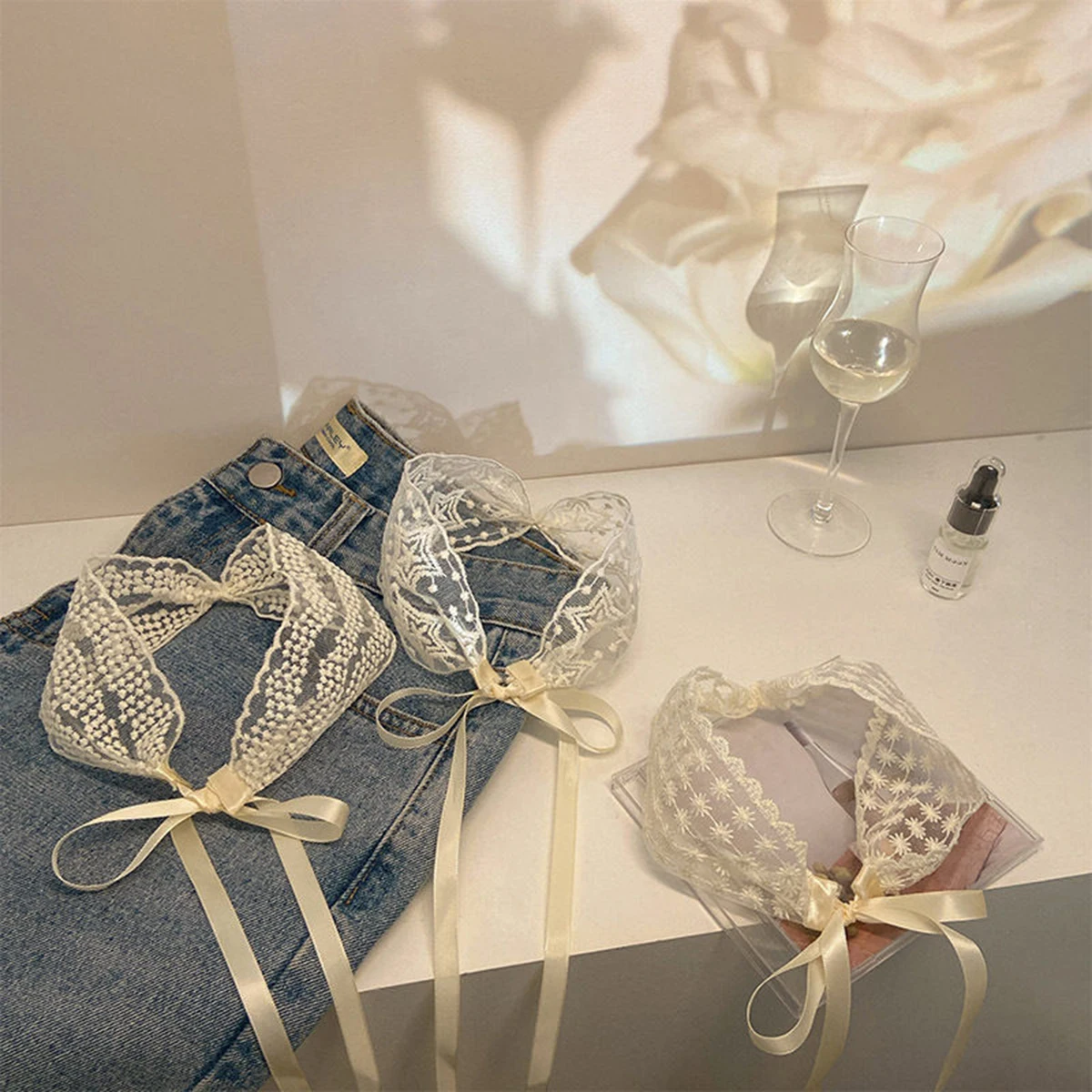 Blumen- und Gras-Haarband im Ballett-Stil mit Spitzenband, Niedliches und Süßes Kopftuch, Dünner Kopfschmuck für Damen – Detail 6