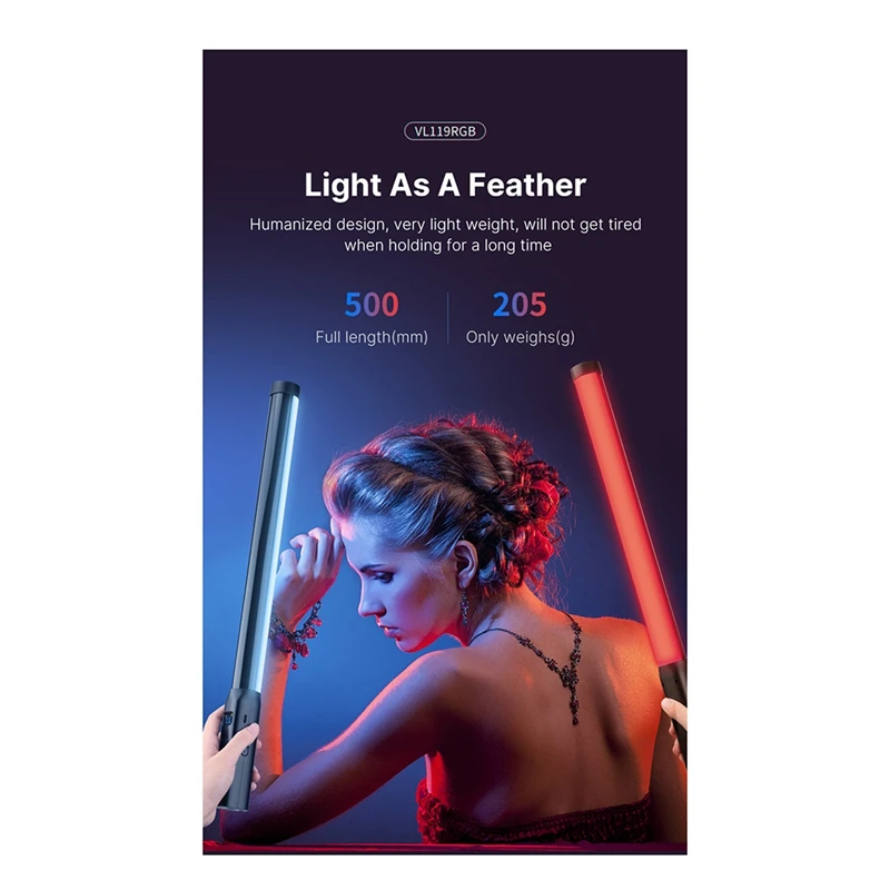 Ulanzi VL119 RGB Stick Light Handheld Light Wand LED Video Light Portable Photography Lighting Fill Lamp
