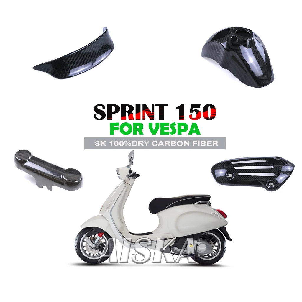 

Лобовое стекло, защита выхлопных гальм, охлаждающая крышка, комплект обтекателя крыла, 3K сухое углеродное волокно, аксессуары для мотоциклов для Vespa Sprint 150